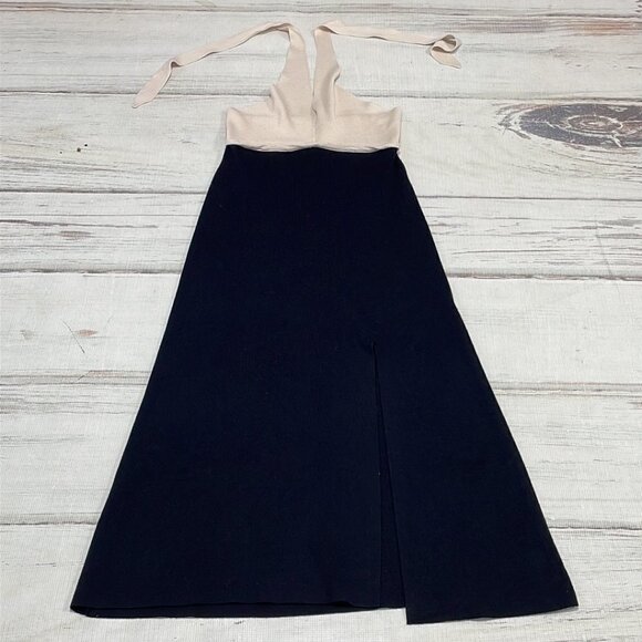 Lush NWT Maxi Dress Halter Knit Sweater Taupe Black Size Medium M - Picture 10 of 16